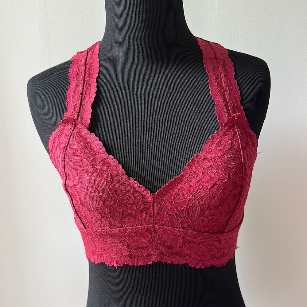Free People Red Lace Bralette Top